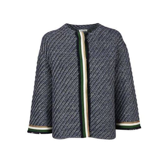 Bruno Manetti Knitted Tri-color Stripe Jacket展示图
