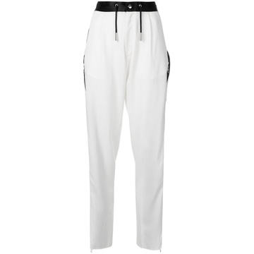 contrast strap tapered trousers