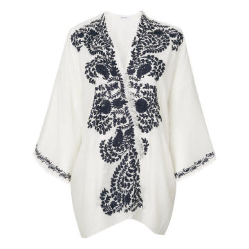 contrast embroidered kimono jacket