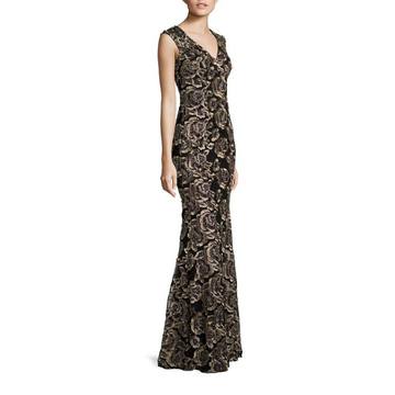 Evening Floral Lace Gown