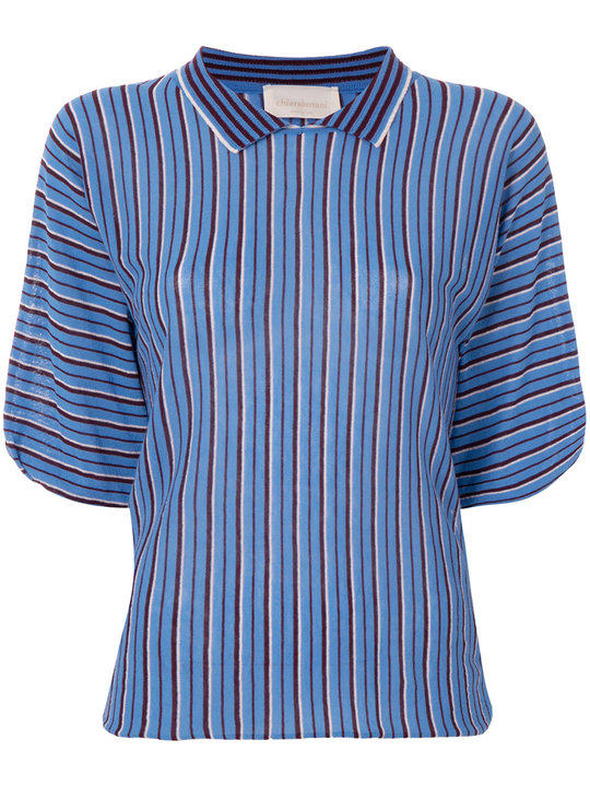 striped knitted polo shirt展示图