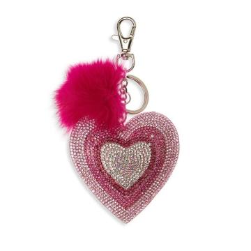 Girl's Pink Heart &amp; Fur Keychain