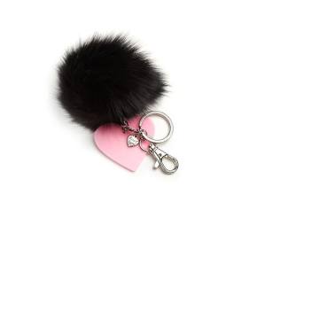 Kid's Fur Pompom &amp; Heart Keychain