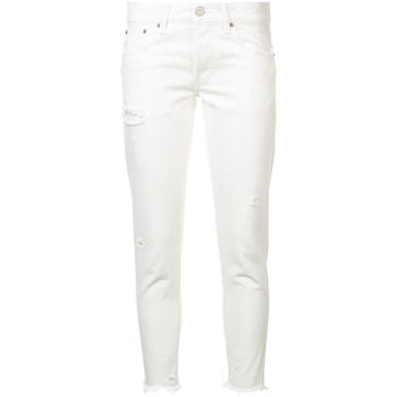 cropped raw hem skinny jeans