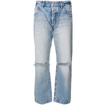 distressed straight jeans