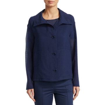 Shadow Stripe Button-Front Jacket