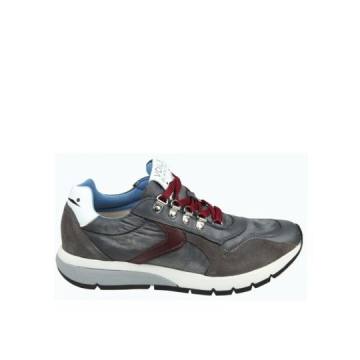 Voile Blanche Sneakers Lenny Hook In Gray / Bordeaux Leather
