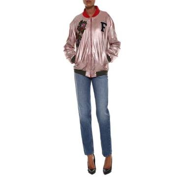 Femme By Michele Rossi Bomber Jacket With Patches