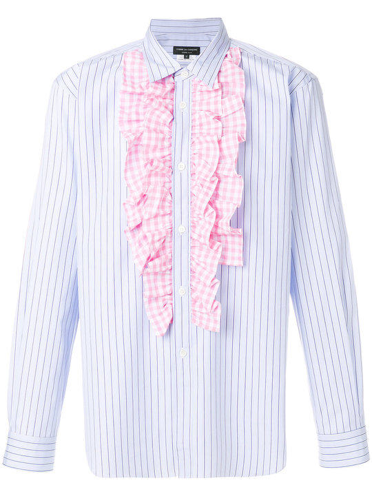 ruffled checked bib shirt展示图