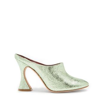 Elisa crinkled-leather mules