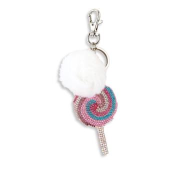 Lollipop & Fox Fur Pom-Pom Keychain