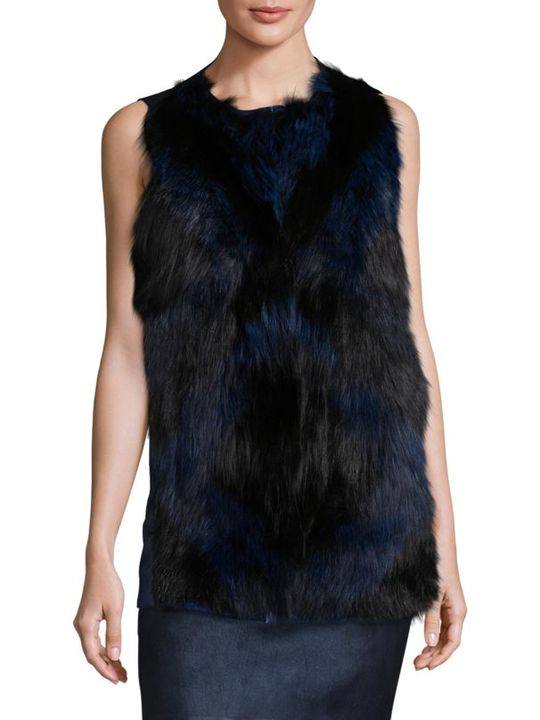 Shelby Fox Fur &amp; Metallic Leather Vest展示图