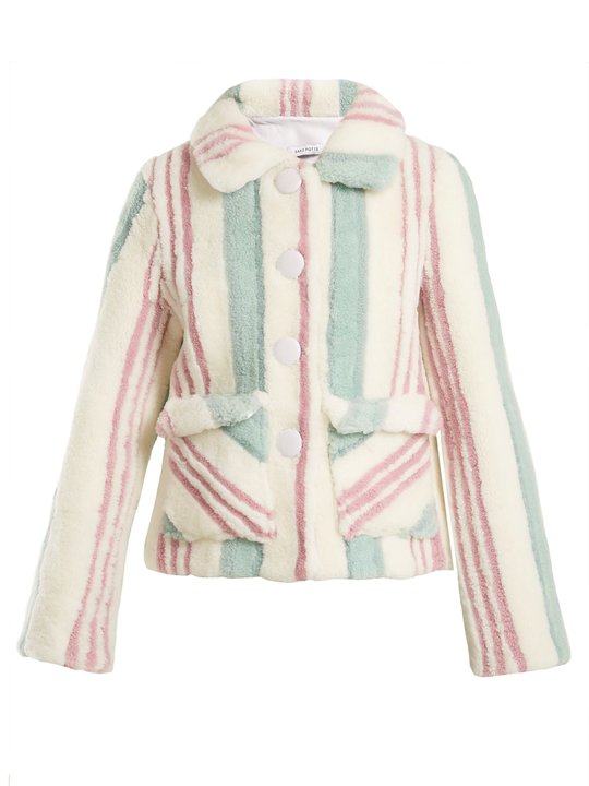 Lucy striped shearling jacket展示图