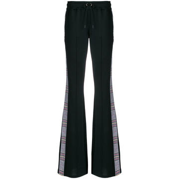 checked stripe flared trousers