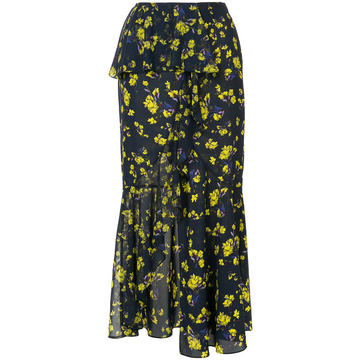 floral printed asymmetric skirt