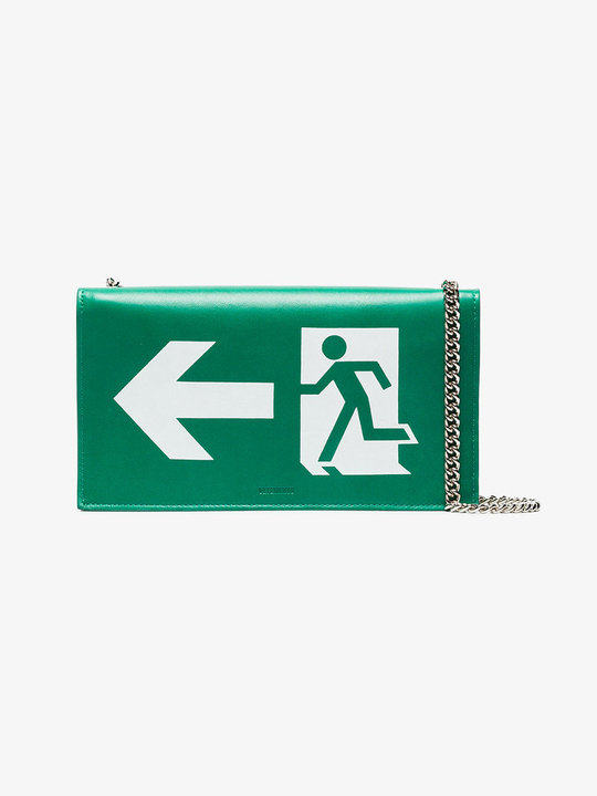 Green exit sign leather bag展示图