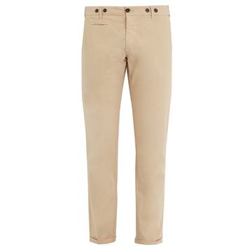 Mid-rise cropped cotton-blend chino trousers