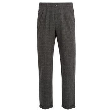 Wide-leg checked wool trousers