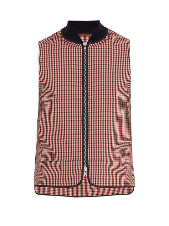 Contrast-trim gingham waistcoat展示图