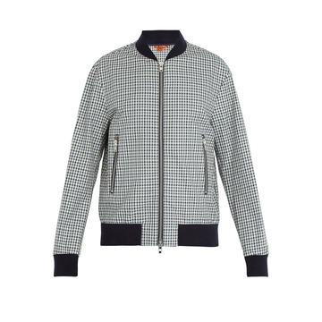 Checked cotton bomber jacket