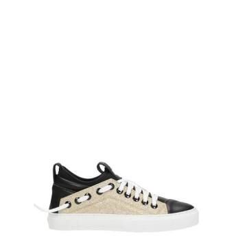 Bruno Bordese Triangular Sneakers In Black And Glitter Gold Leather
