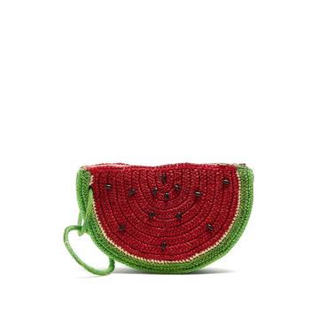 Watermelon toquilla-straw clutch