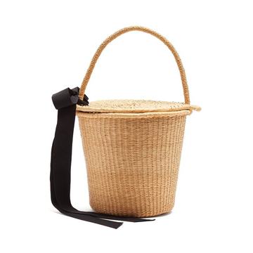 Bow-detail toquilla-straw basket bag