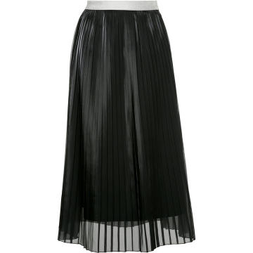 layered pleated organza midi skirt