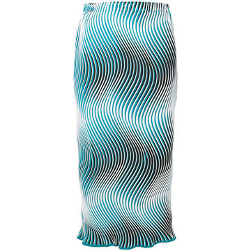 wave stripe midi pencil skirt