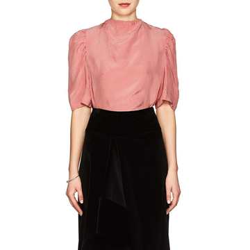 Washed Piqué Puff-Sleeve Top