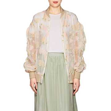 Floral Sheer Organza Bomber Jacket