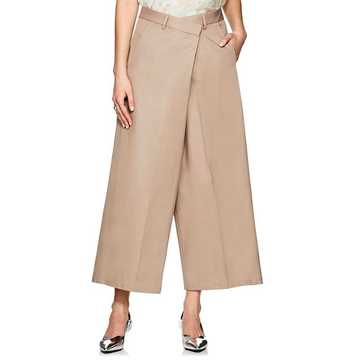 Cotton Wrap Wide-Leg Pants