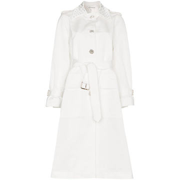 Crystal Embellished Faille Trench Coat