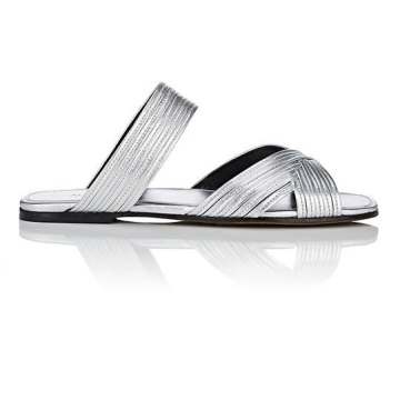 Mignon Metallic Leather Slide Sandals