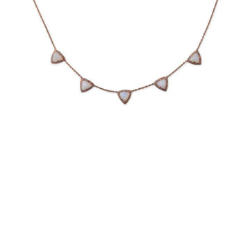 Moonstone & Diamond Triangle Necklace