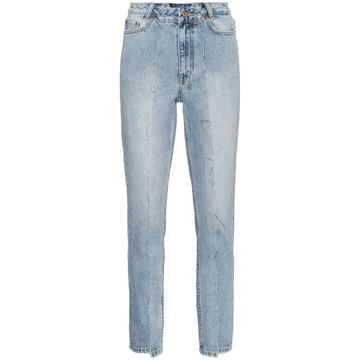 high rise slim pin jeans