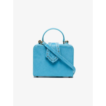 Blue Fey mini suede box bag