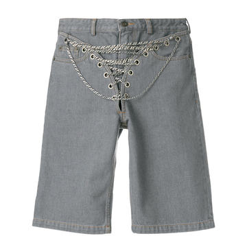 chain detail denim short