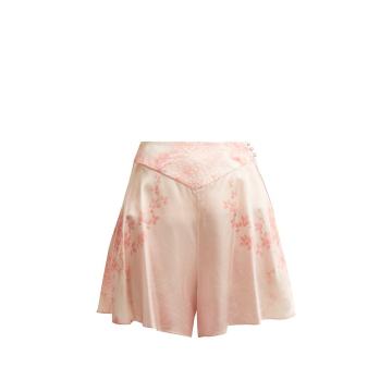 Floral-print silk shorts