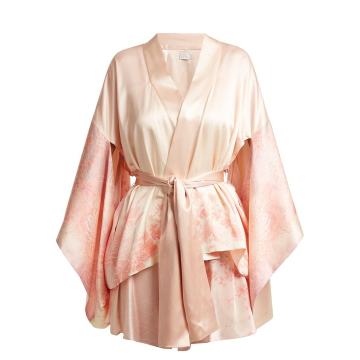 Floral-print silk kimono jacket