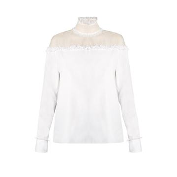 Ruffled sheer-panel cotton top Ruffled sheer-panel cotton top