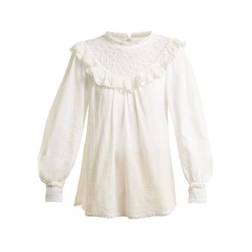 Melody crochet-detailed cotton shirt