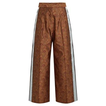 Paisley-jacquard silk track pants