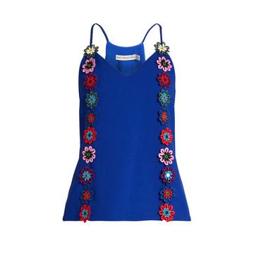 Osbourne floral-lace embellished crepe cami top