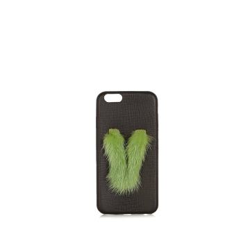 V mink-fur and leather iPhone® 6 case