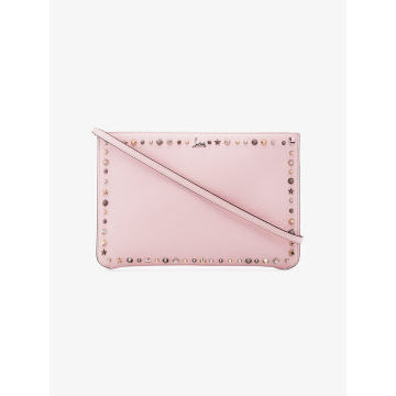 pink Empire spike embellished leather clutch