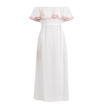 Mira ruffle-trimmed broderie-anglaise cotton dress