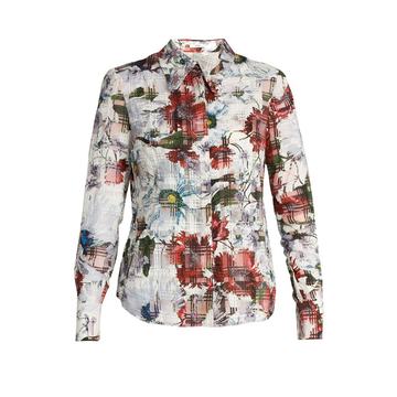 Sloane floral-print cotton-blend seersucker shirt