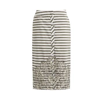 Tanzania striped lace-panel cotton-blend skirt