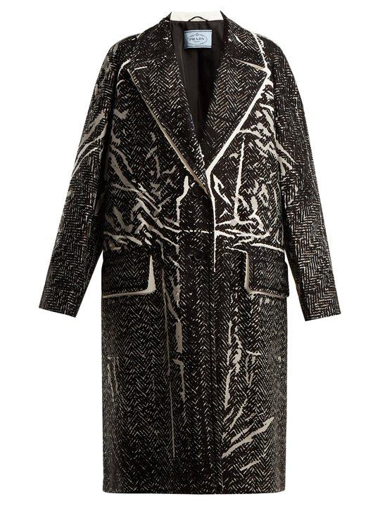 Herringbone-print cotton coat展示图